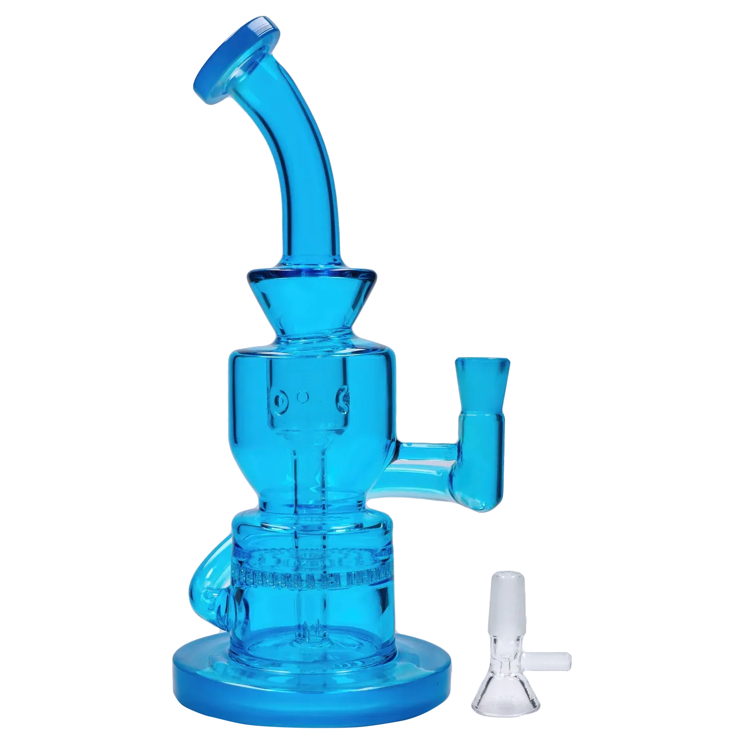 Neon Bent Neck with Honeycomb Percolator and Thick Base Bong