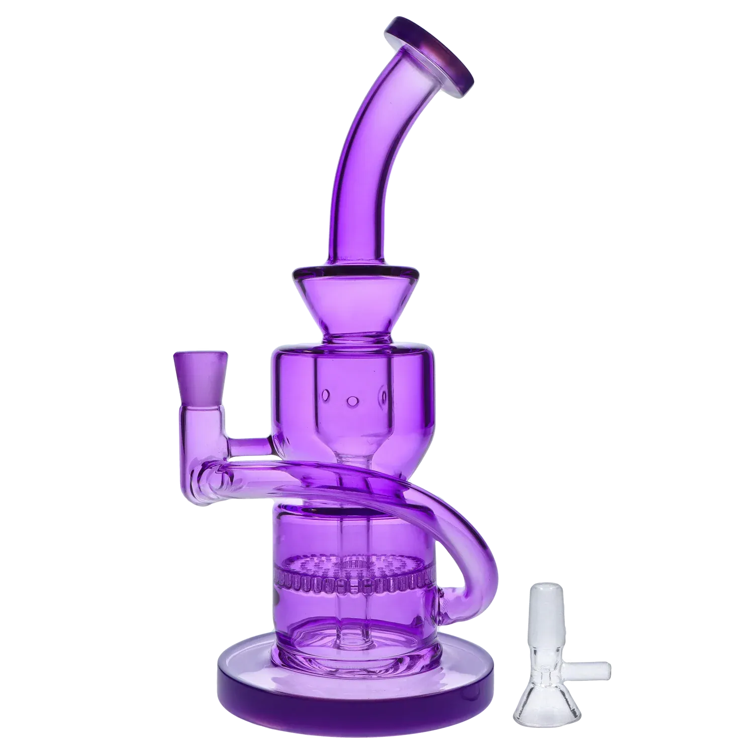 Neon Bent Neck with Honeycomb Percolator and Thick Base Bong