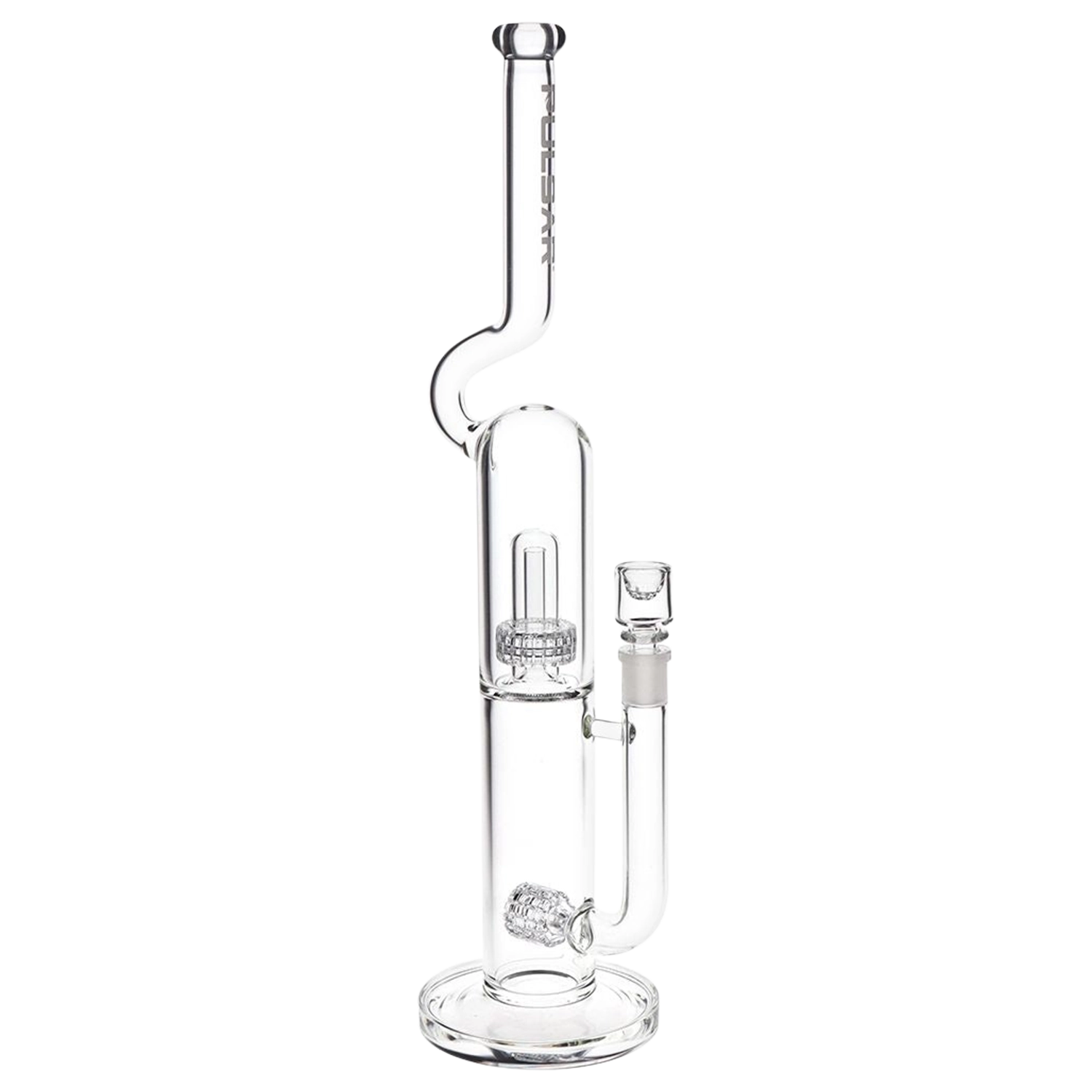 Pulsar Kink Neck Double Chamber Chugger Glass Water Pipe - 17.25" / 14mm F