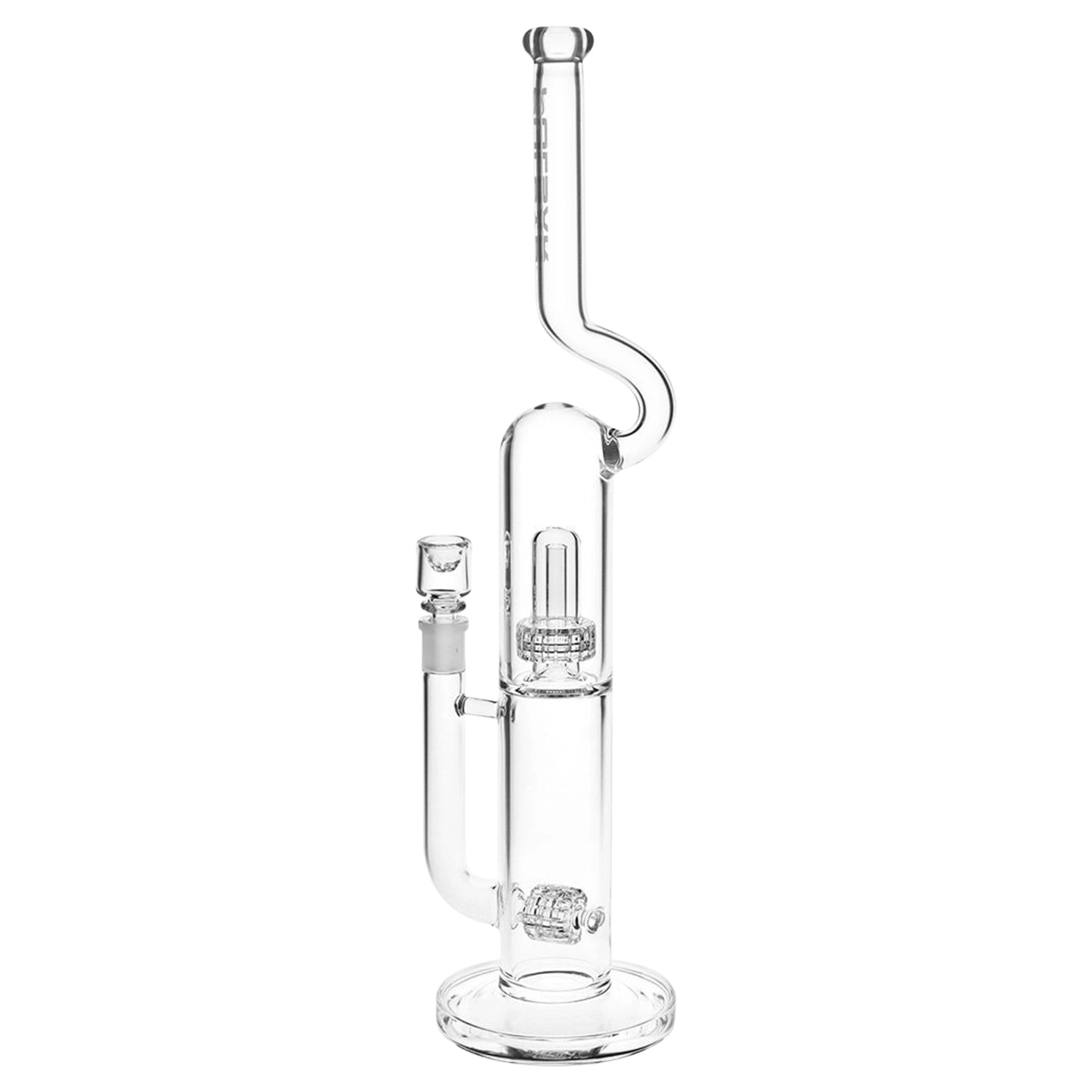 Pulsar Kink Neck Double Chamber Chugger Glass Water Pipe - 17.25" / 14mm F