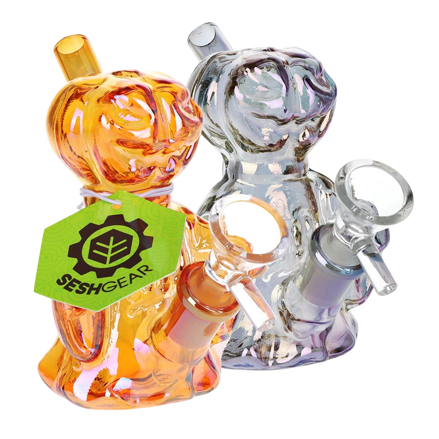 4CT BUNDLE - SeshGear Jack-O-Lantern Ghost Glass Bubbler - 4" / Assorted Colors