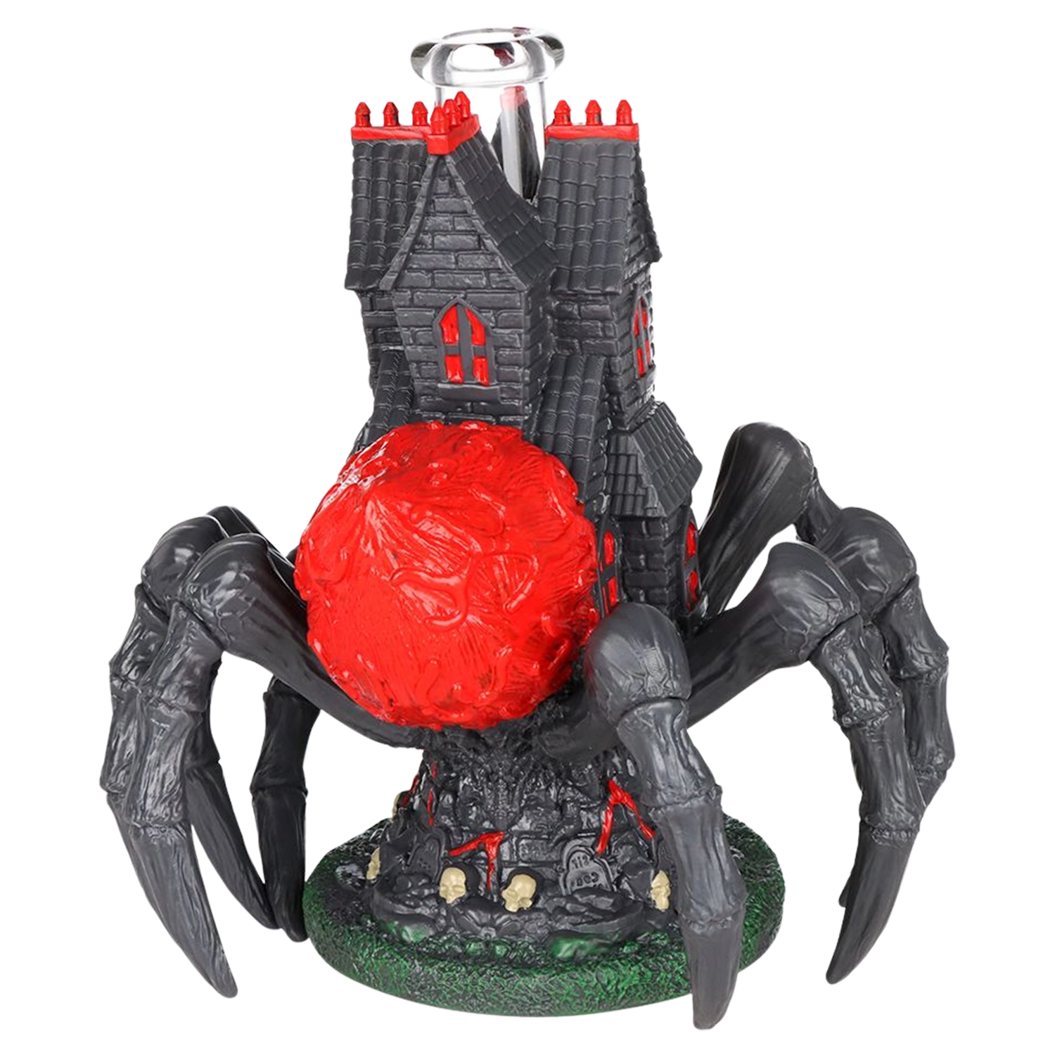 All Seeing Arachnid Castle Glass & Vinyl Water Pipe - 10.25" / 14mm F