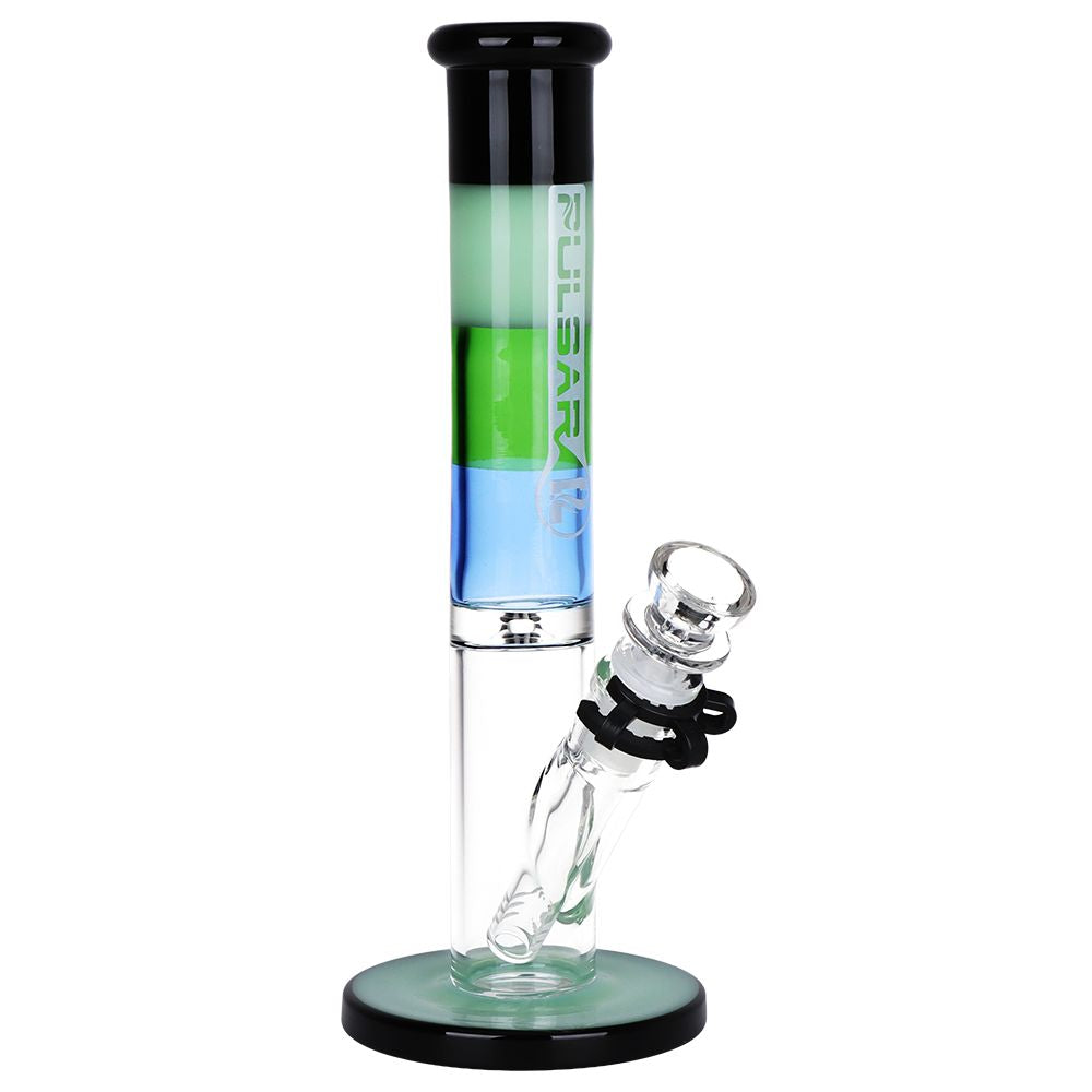 Pulsar Four-Tone Straight Tube Glass Bong - 10.25" / 14mm F