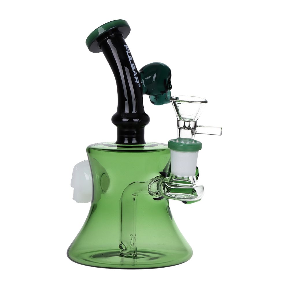 Pulsar Tri-Tone Gaggle of Skulls Hour-Glass Bong - 6.5" / 14mm F