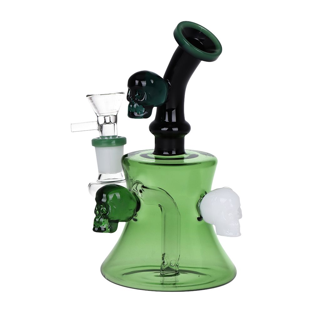 Pulsar Tri-Tone Gaggle of Skulls Hour-Glass Bong - 6.5" / 14mm F