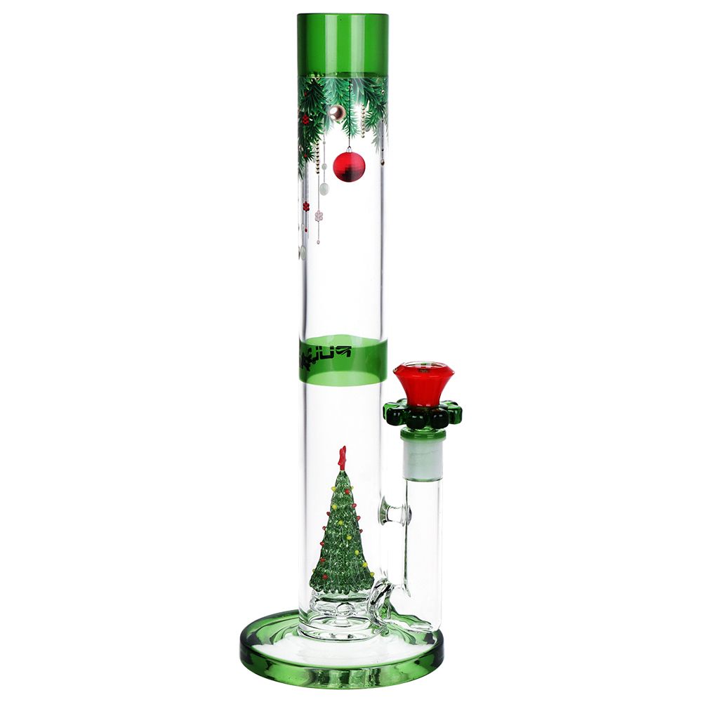 Pulsar Christmas Tree Perc Glass Straight Tube Bong - 13" / 14mm F