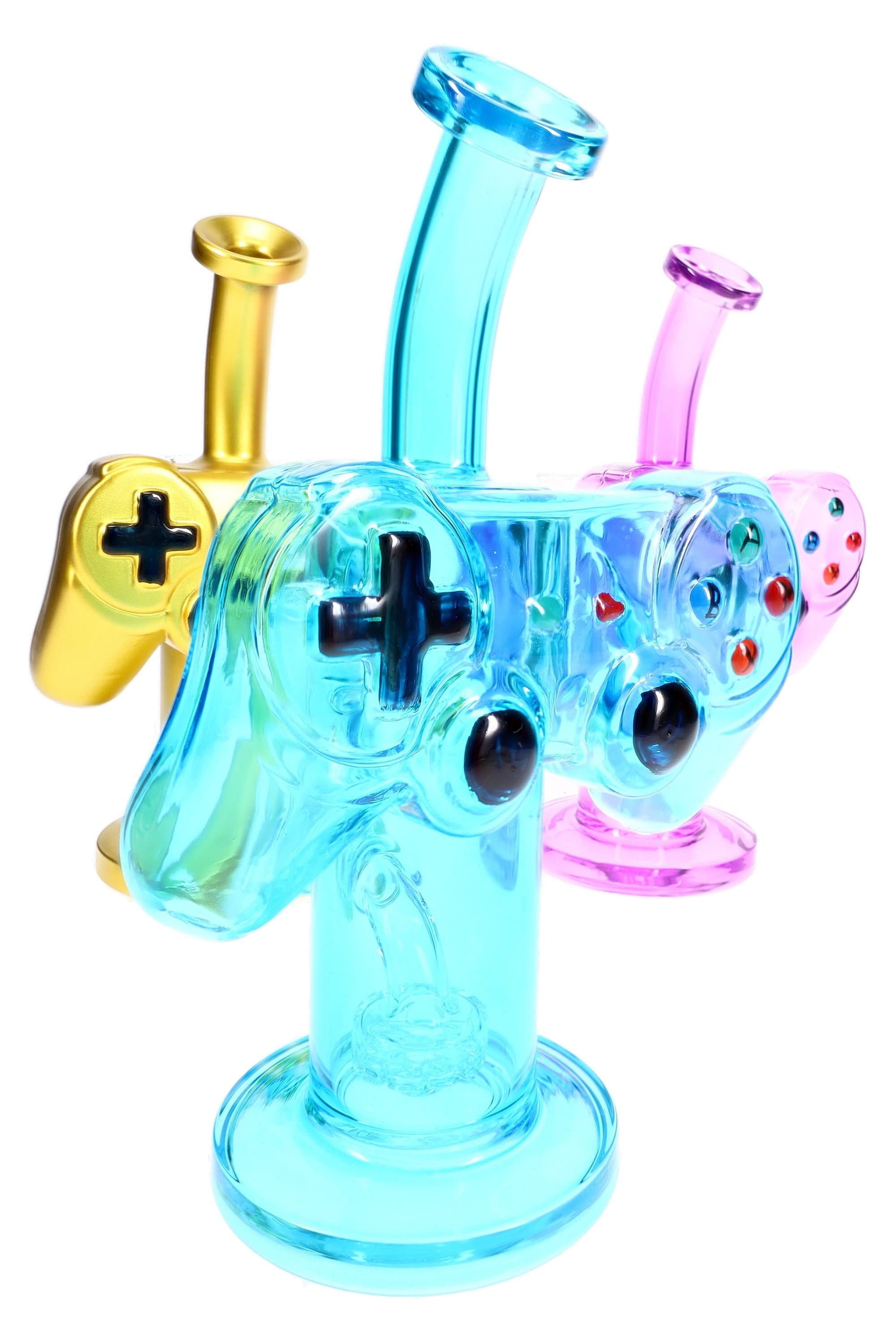 Primate Glass Game Controller Bong “Button Masher” – Showerhead Perc – 8½″ – Assorted Colors