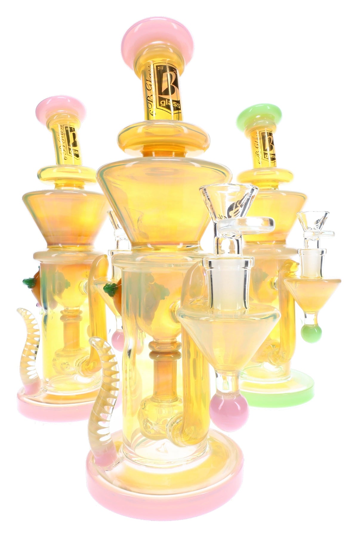 6B Glass Fumed Color-Changing Showerhead Bong – 10½″ – Assorted Colors