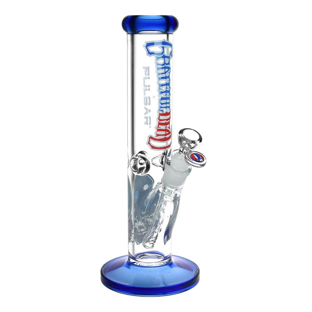 Grateful Dead X Pulsar Space Your Face Straight Tube Glass Bong - 11.75" / 14Mm F