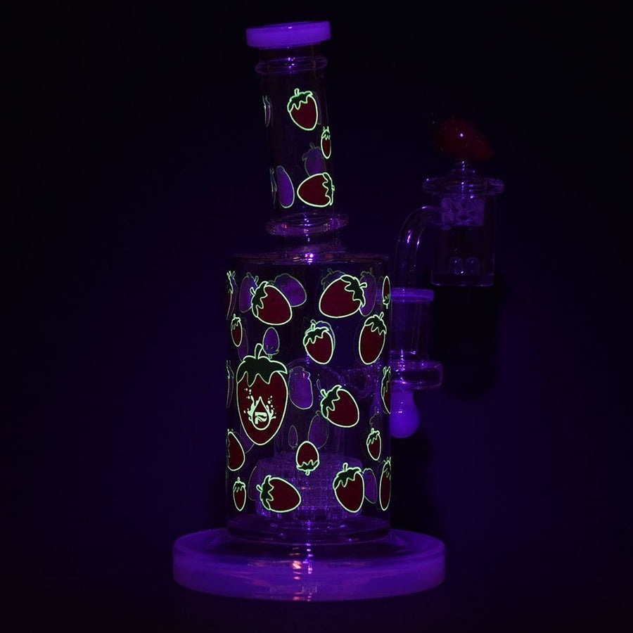 Pulsar Fruit Series Strawberry Cough Glow In The Dark Dab Rig Kit - 8