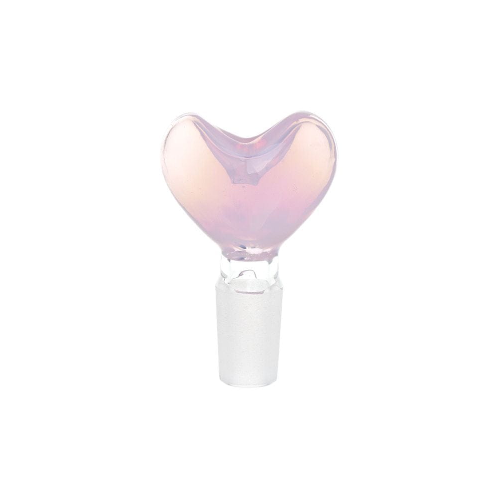 Centered front view of the Pulsar Hearts On Hearts Recycler Water Pipe - 8.25" / 14Mm F showing a pink iridescent heart-shaped bowl on white.
