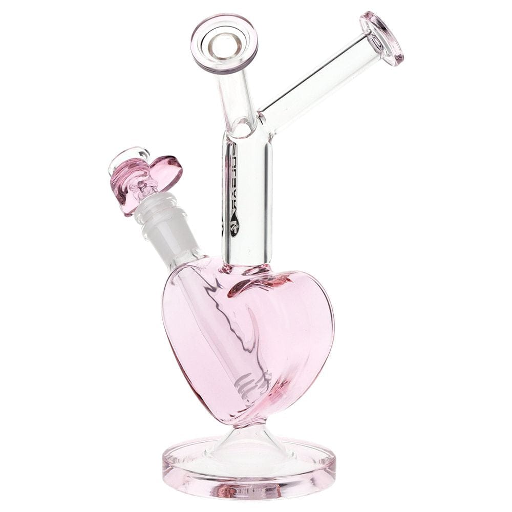 Pulsar Double Kiss Heart Glass Water Pipe - 11" / 14mm F