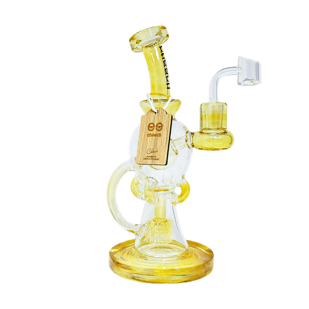 Cheech Glass Dab Rig Yellow 9" Fumed Recycler Rig
