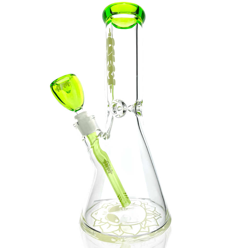 AFM Smoke Bong 12" AFM Glass Chubbi Beaker Clear Colored Lip Beaker Bong Bundle