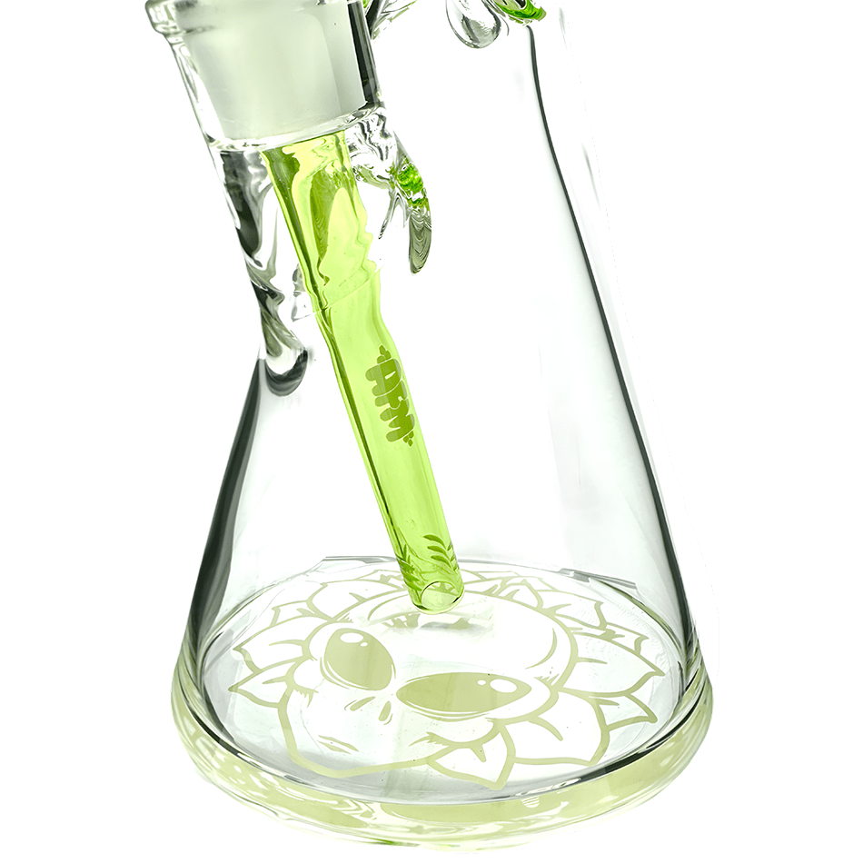 AFM Smoke Bong 12" AFM Glass Chubbi Beaker Clear Colored Lip Beaker Bong Bundle