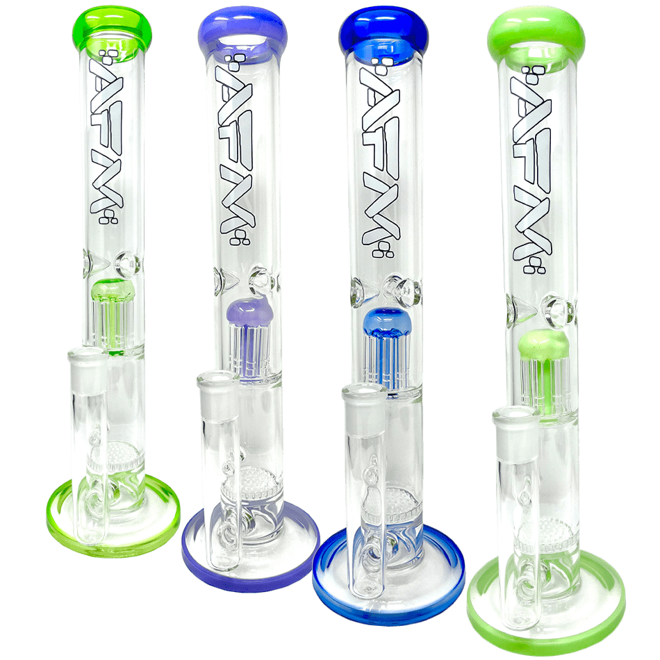 AFM Smoke Bong 14" AFM Glass Ripper Single Arm Perc Glass Straight Tube Bong