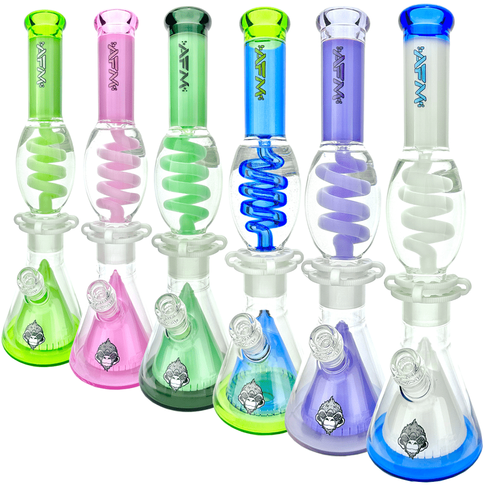 AFM Smoke Bong 16" AFM Glass UFO Pyramid Glass Freezable Coil Beaker Bong