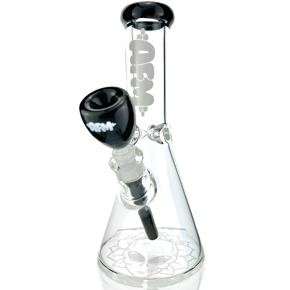 AFM Smoke Bong 12" AFM Glass Chubbi Beaker Clear Colored Lip Beaker Bong Bundle
