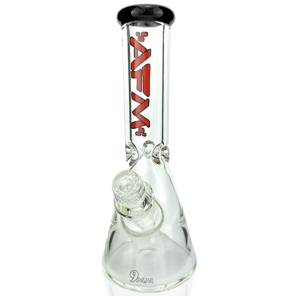AFM Smoke Bong Black 12" AFM Glass Heavy Boi Colored Lip Glass 9mm Beaker Bong