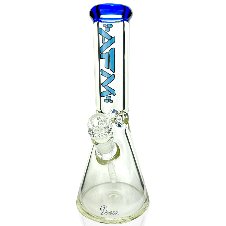 AFM Smoke Bong Ink Blue 12" AFM Glass Heavy Boi Colored Lip Glass 9mm Beaker Bong