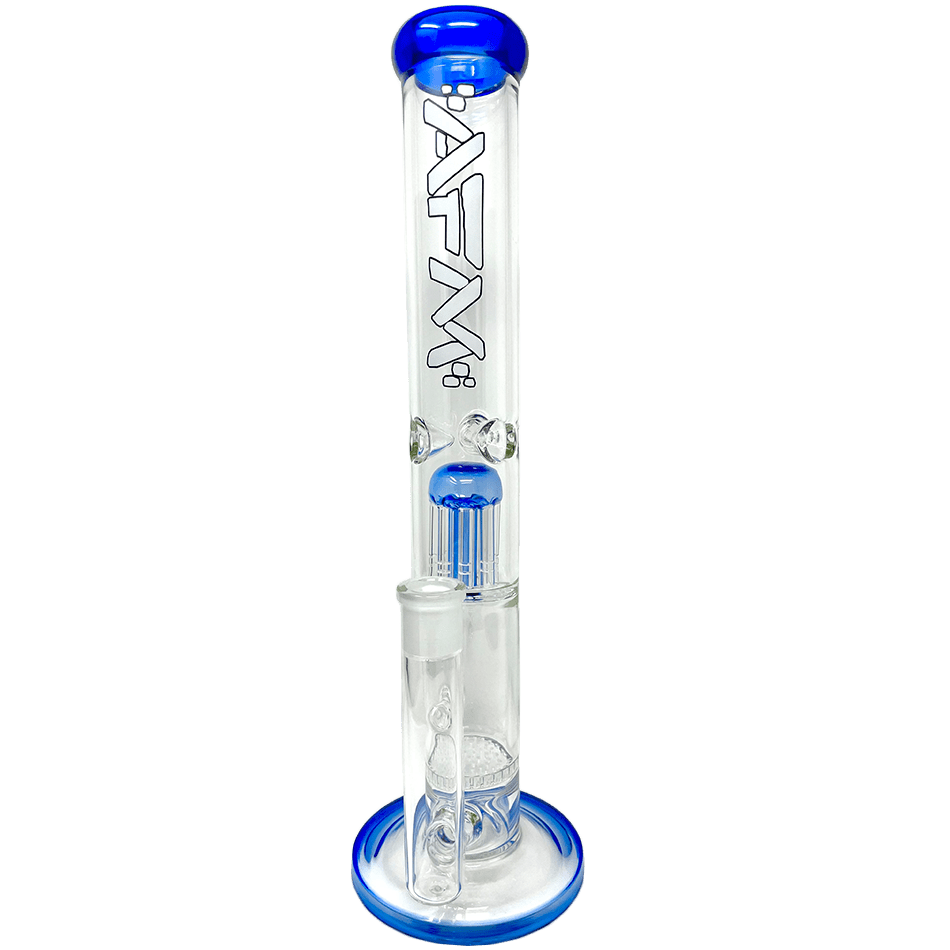 AFM Smoke Bong Ink Blue 14" AFM Glass Ripper Single Arm Perc Glass Straight Tube Bong