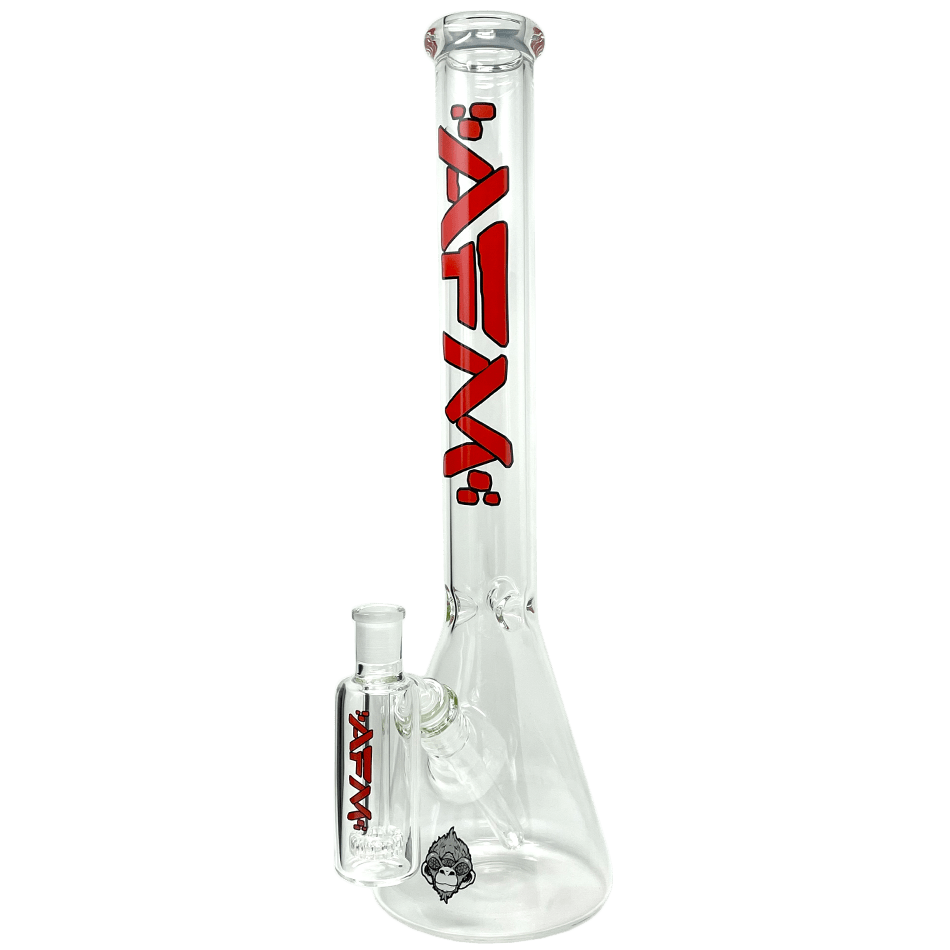 AFM Smoke Bong Lip Stick Red 18" AFM Clear Beaker Bong and Ash Catcher Set