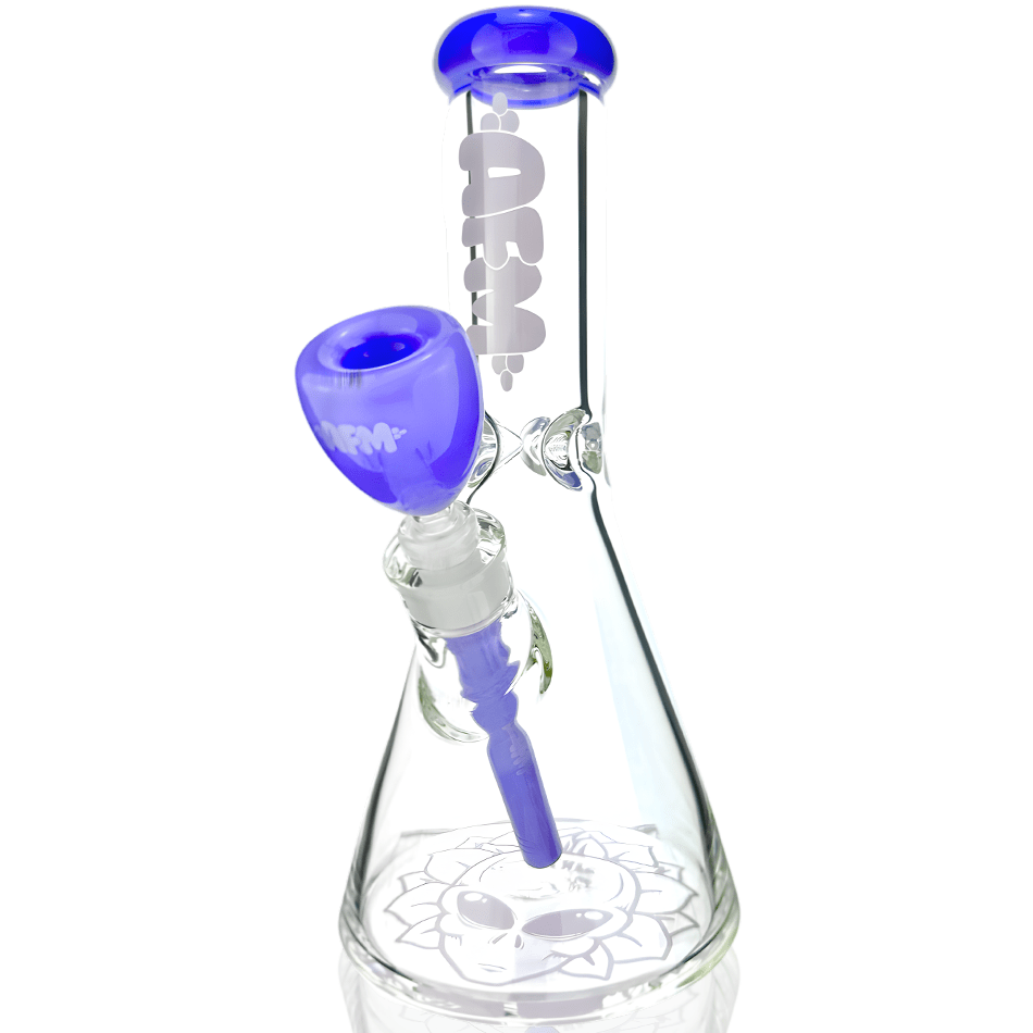AFM Smoke Bong 12" AFM Glass Chubbi Beaker Clear Colored Lip Beaker Bong Bundle