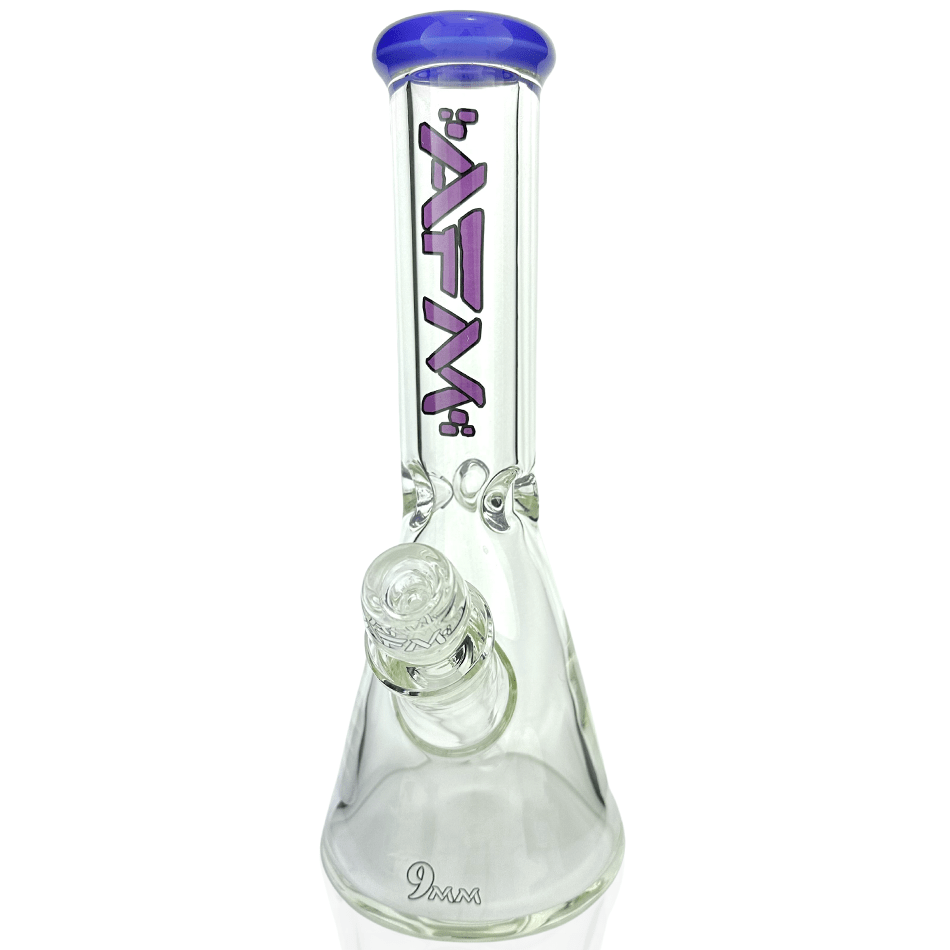 AFM Smoke Bong Purple 12" AFM Glass Heavy Boi Colored Lip Glass 9mm Beaker Bong
