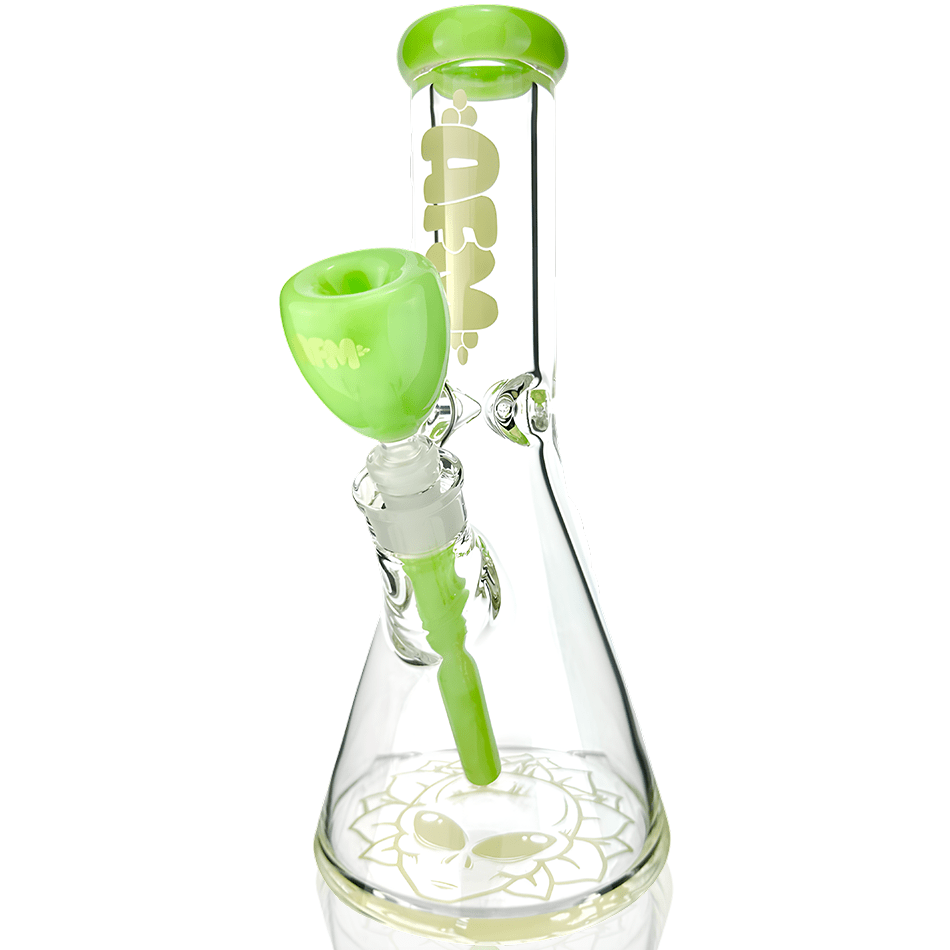 AFM Smoke Bong Slime 12" AFM Glass Chubbi Beaker Clear Colored Lip Beaker Bong Bundle