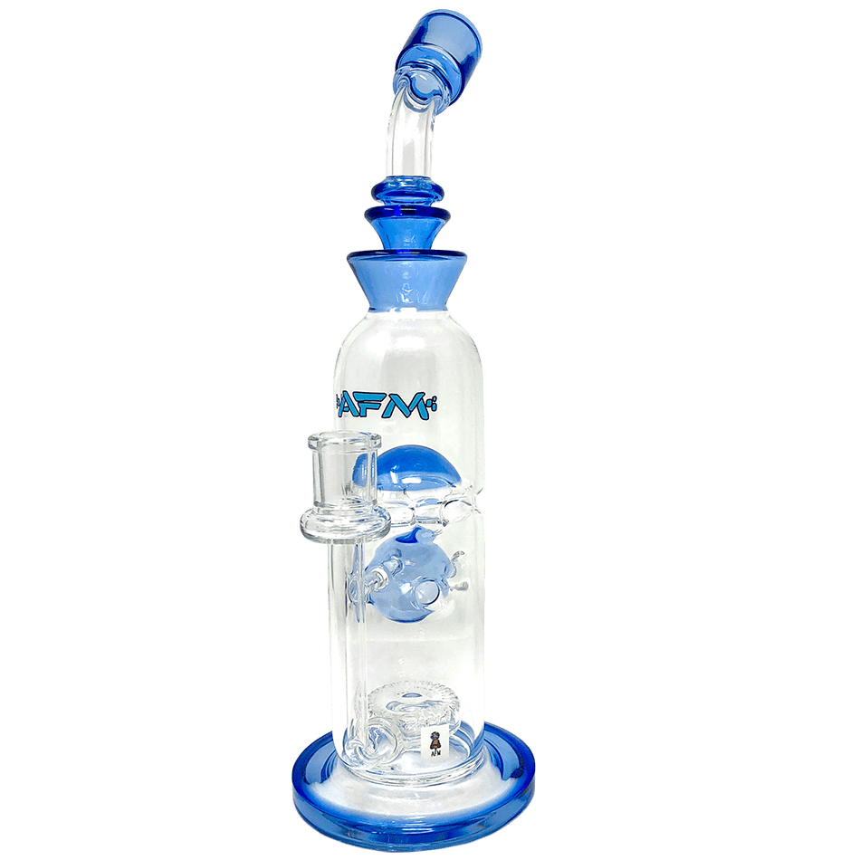 AFM Smoke Dab Rig Ink Blue 12" AFM Glass Big Swiss Perc Straight Dab Rig