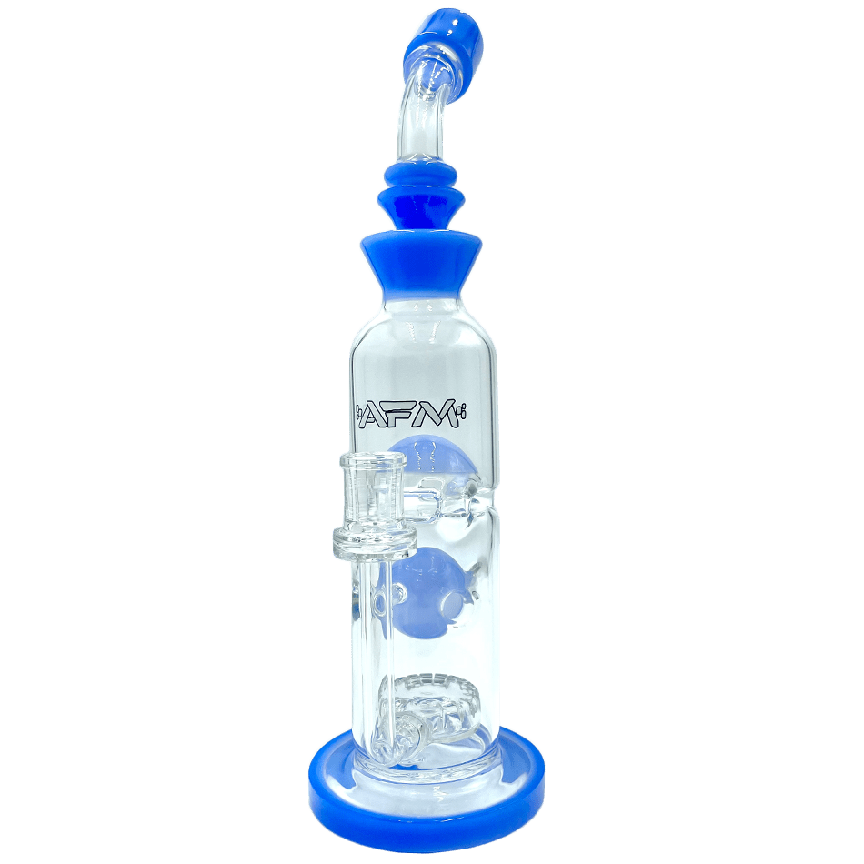 AFM Smoke Dab Rig Jade blue 12" AFM Glass Big Swiss Perc Straight Dab Rig