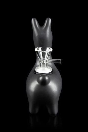 Front view of the Alpaca Bubbler, a white ceramic piece shaped like an alpaca with a bubbler attachment.
