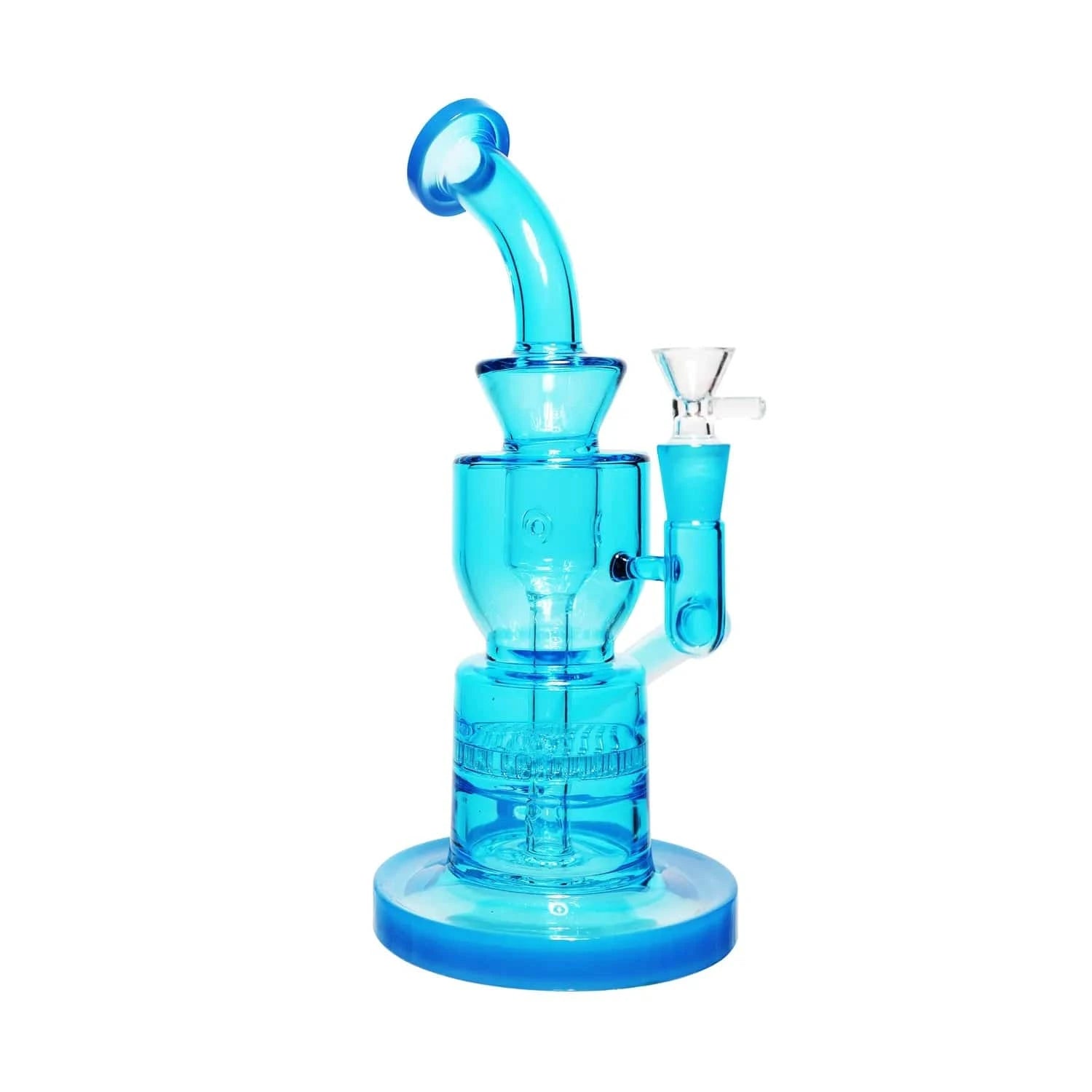 AshnCloud Bong Blue Neon Beaker with Showerhead Percolator and Thick Base Water Pipe