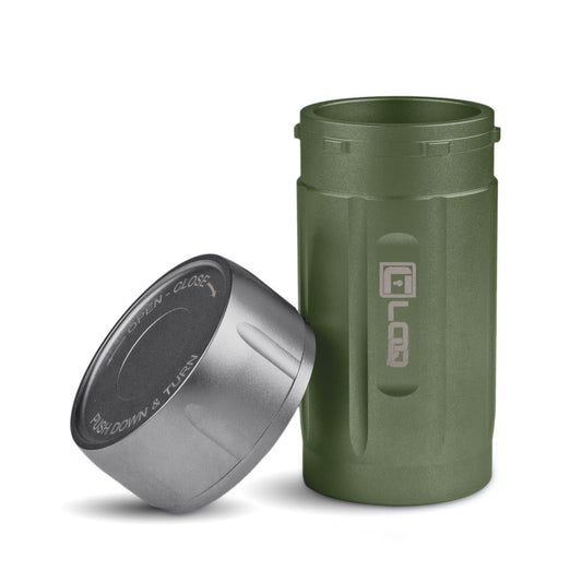 Canniloq Storage Container Premium Herb Storage Canister | 120 CC | Zytel Green | Gray Cap