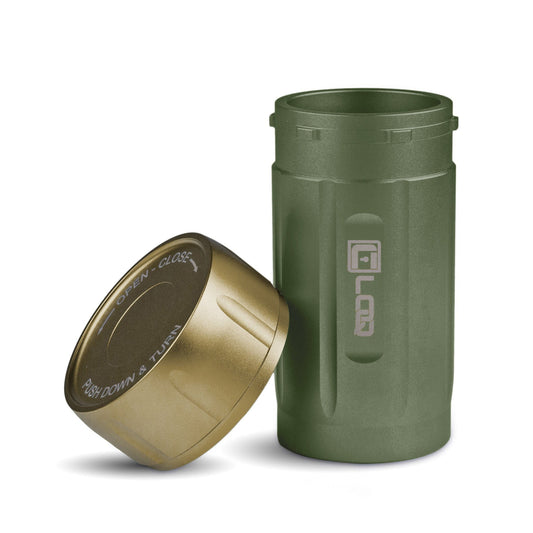 Canniloq Canniloq TXD120GNT Premium Herb Storage Canister, 120 CC, Zytel, Green Body, Tan Cap