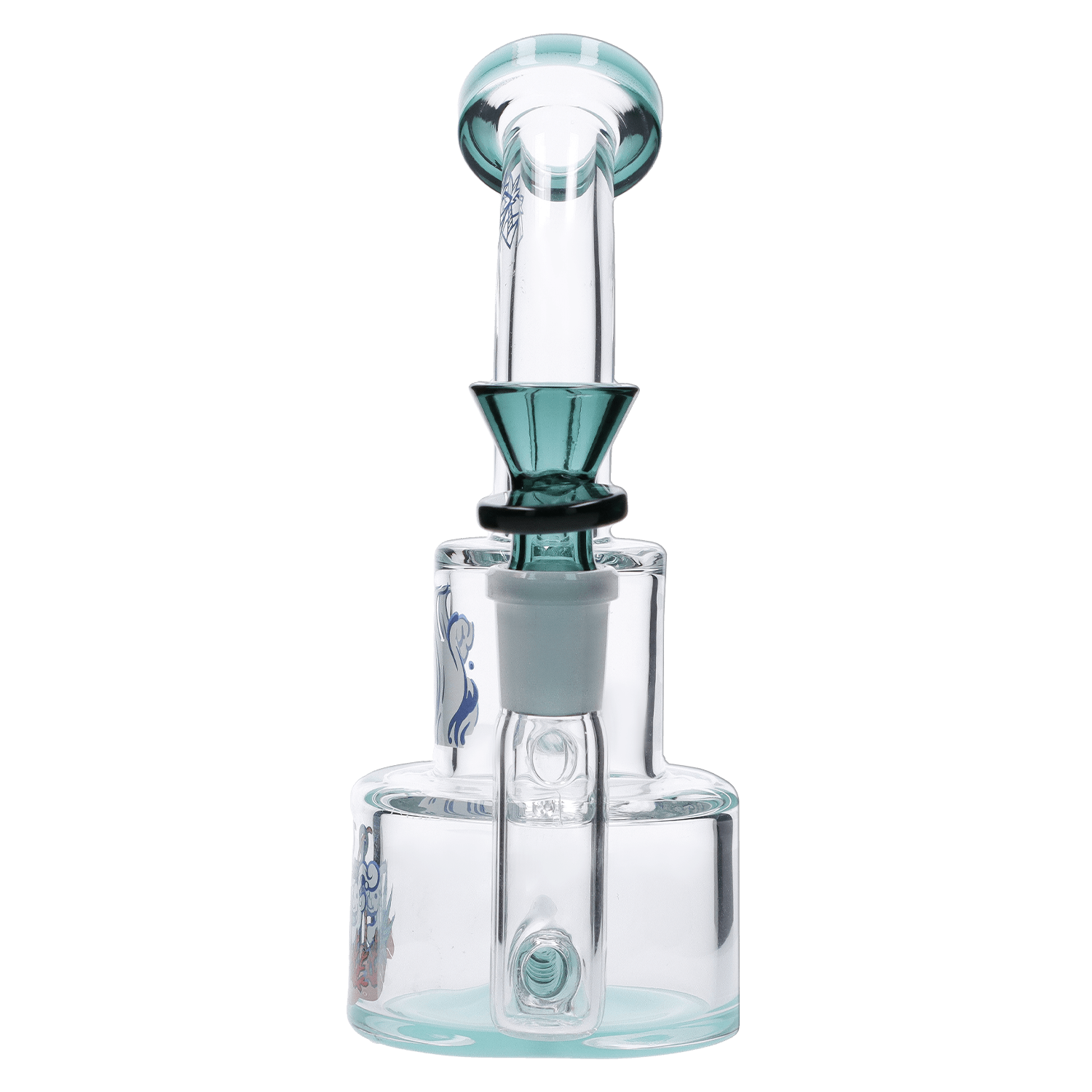 Front view of the Parasol Dab Rig, a clear glass rig with a spherical joint and simple cylindrical design.