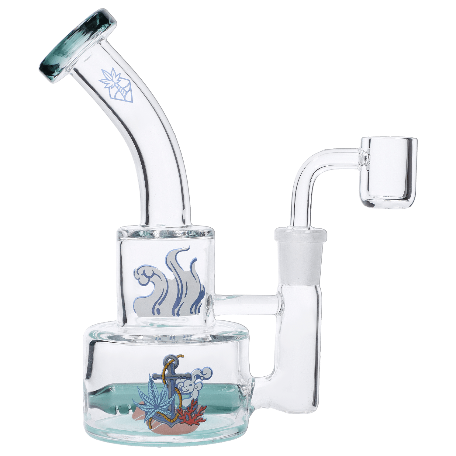 The Parasol Dab Rig is displayed in a three-quarter view, showcasing its clear glass construction and compact size.
