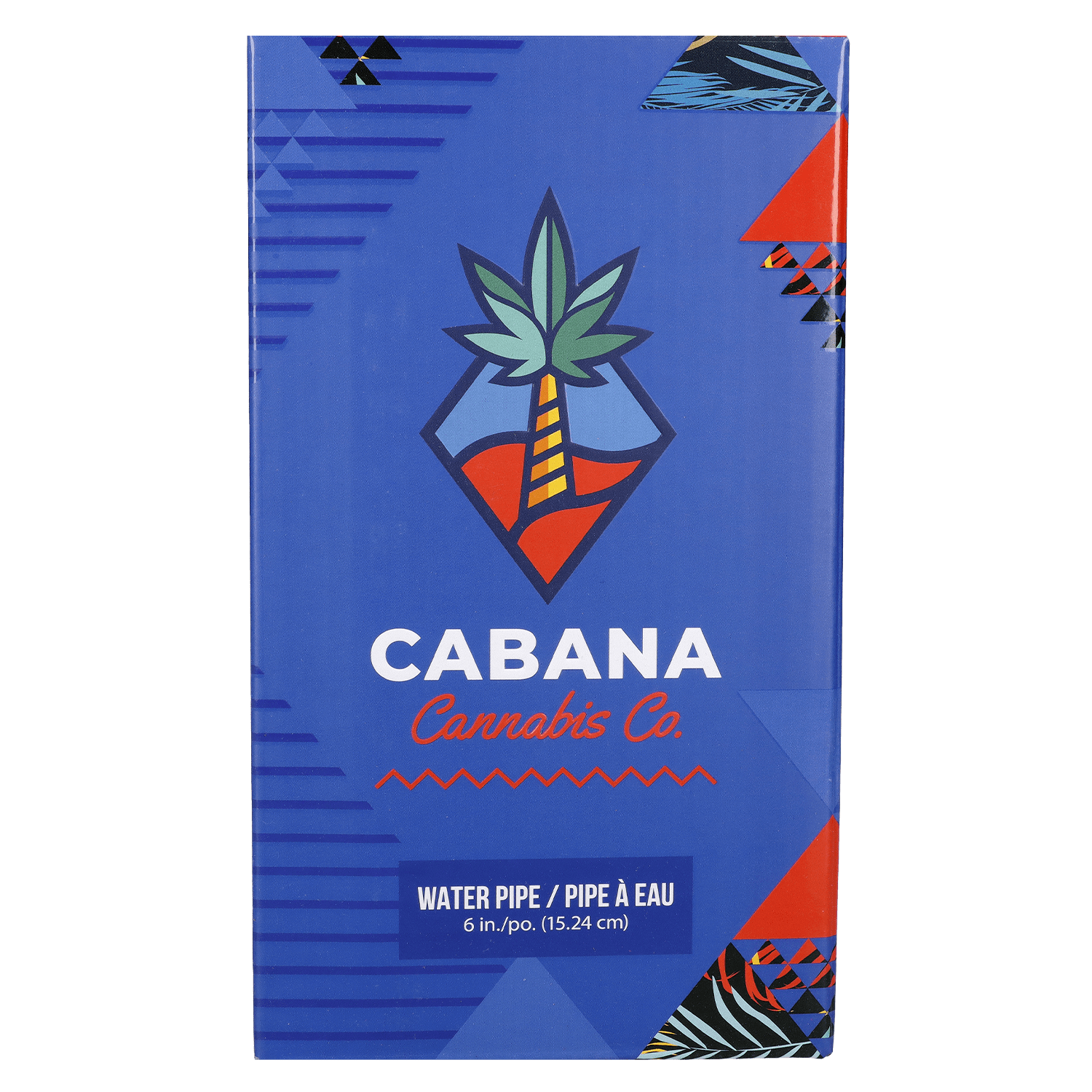Front view of the Parasol Dab Rig, with a colorful, abstract pattern on a blue background.