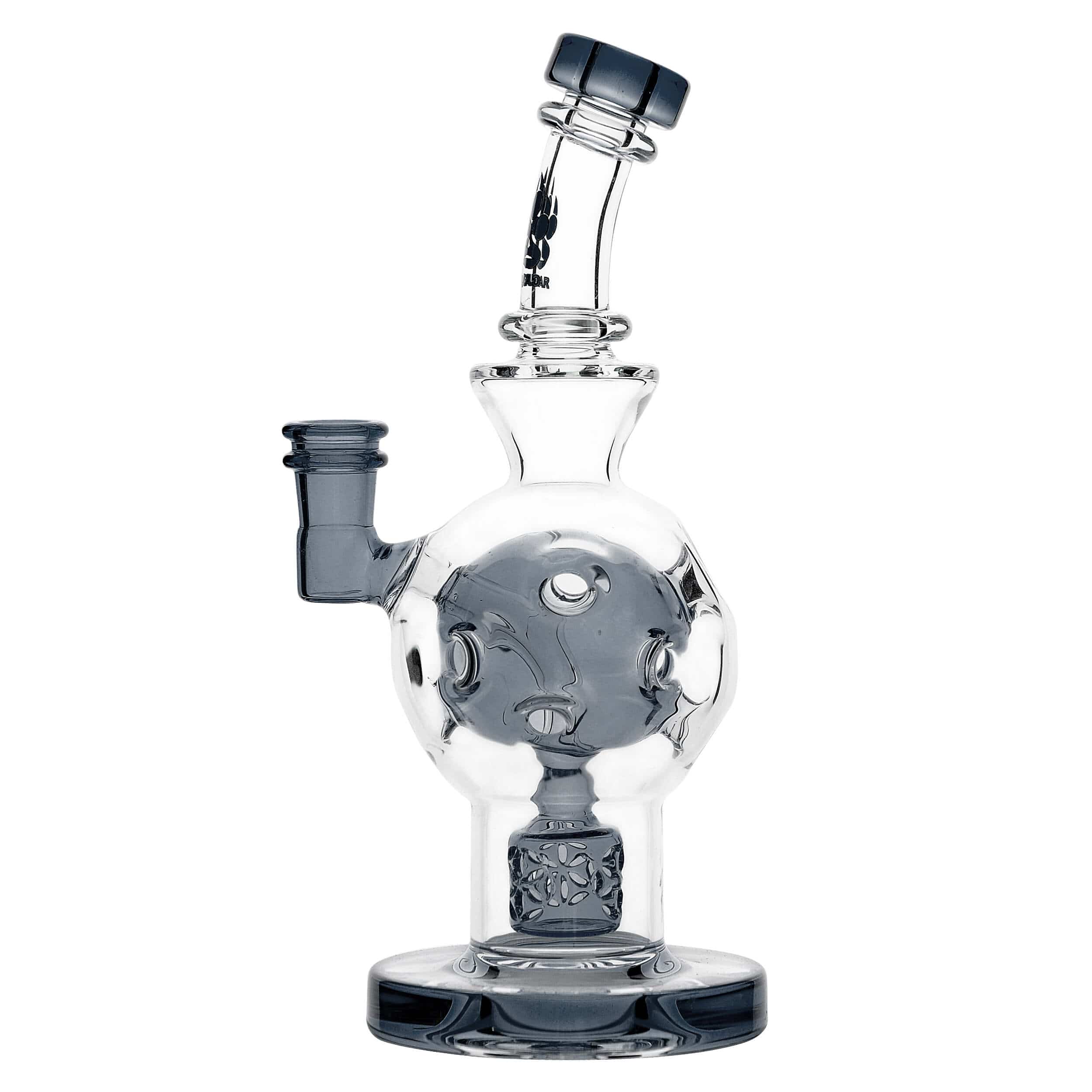 EXOSPHERE glass bong presented in a studio shot with a clear view of its unique shape and construction.