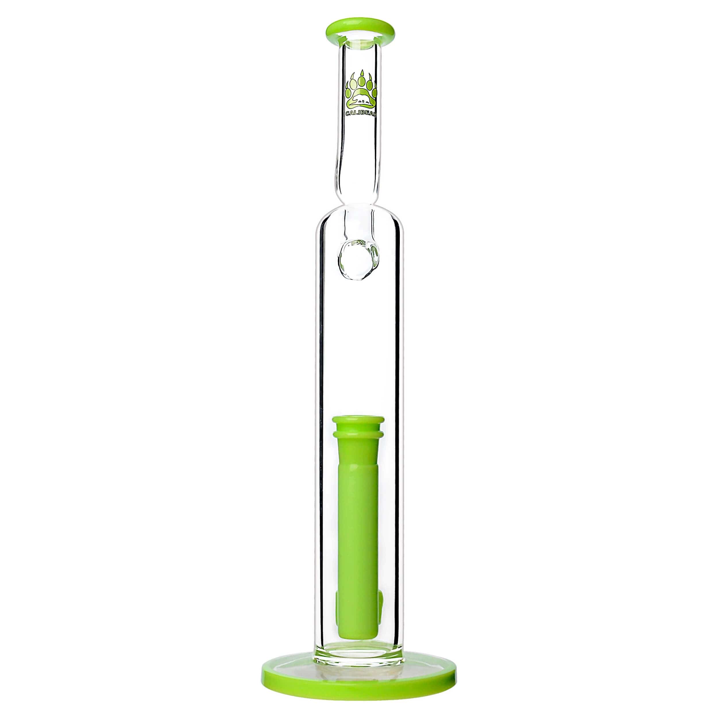 Front view of the NATTY BONG, a clear glass beaker with a simple, cylindrical shape and a rounded base.
