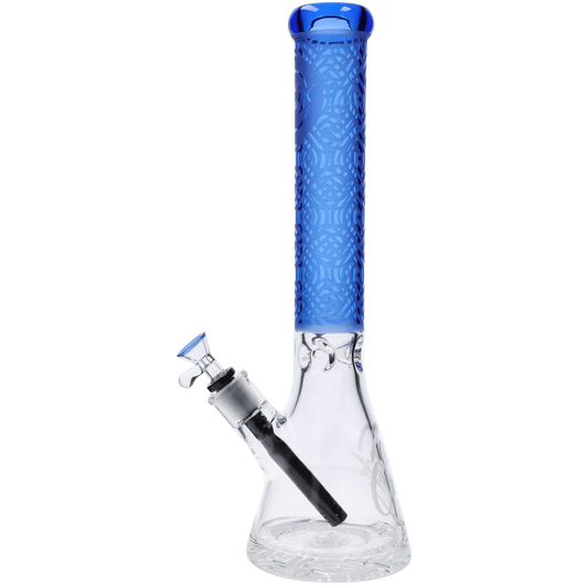Cloud Cali Inc Bong Milky Blue Cloud Cali X 15-inch Engraved Thick Base Beaker Water Pipe