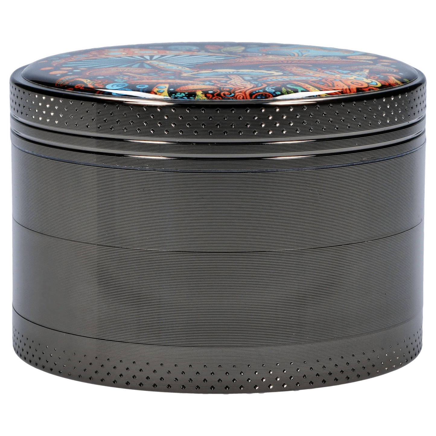 Cloud Cali Inc Grinder DHC 63mm Chrome w/ Psychadelic Mushroom Grinder