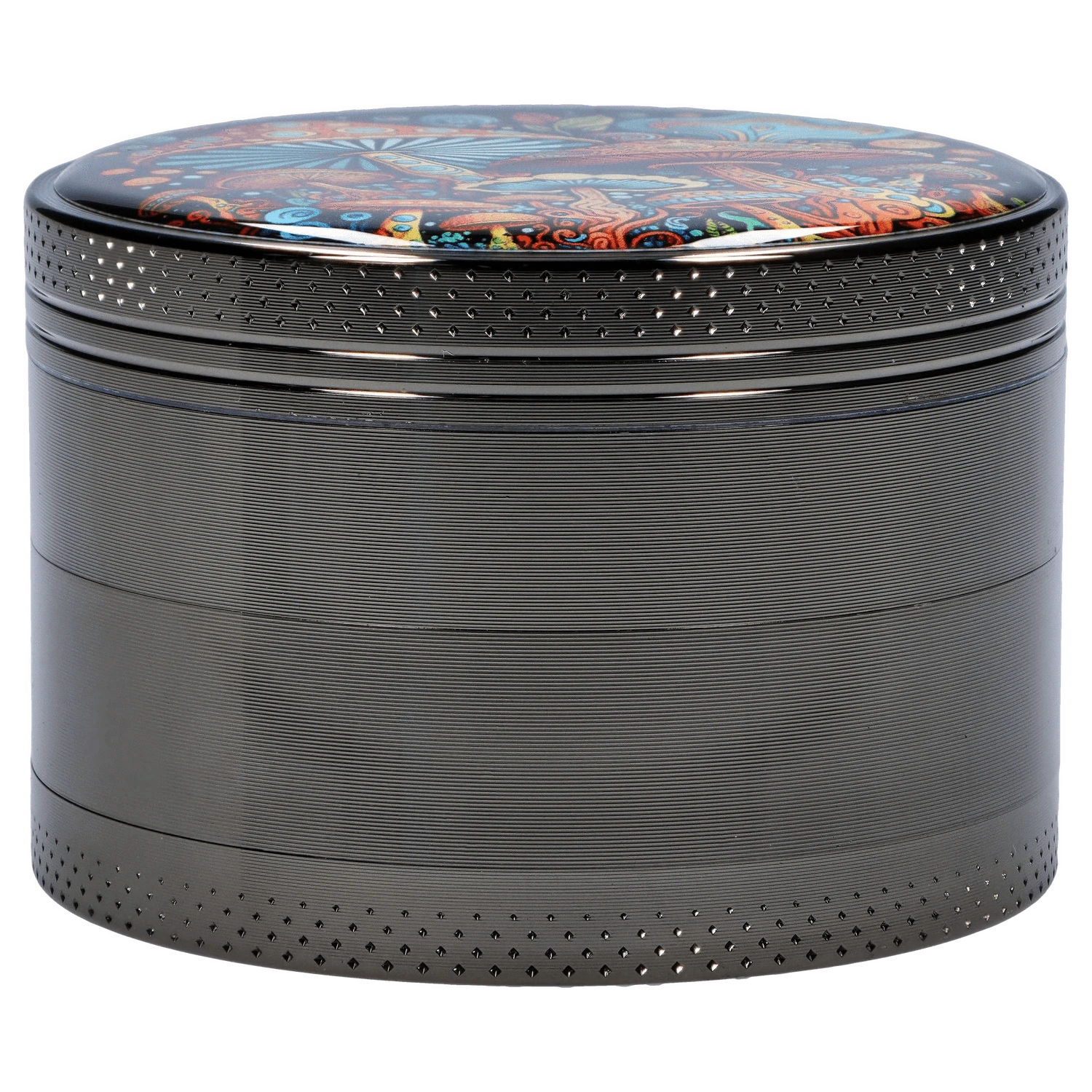 Cloud Cali Inc Grinder DHC 63mm Chrome w/ Psychadelic Mushroom Grinder