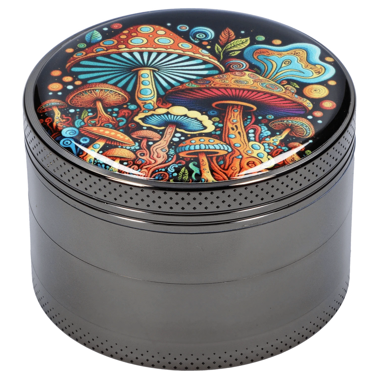 Cloud Cali Inc Grinder DHC 63mm Chrome w/ Psychadelic Mushroom Grinder