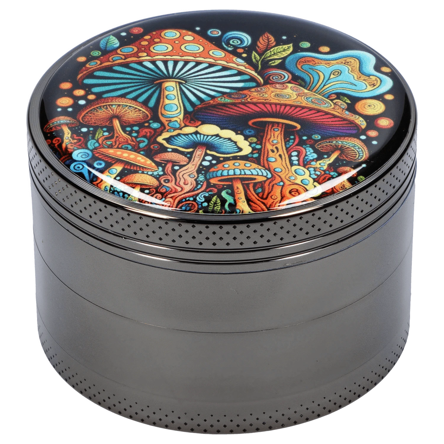 Cloud Cali Inc Grinder DHC 63mm Chrome w/ Psychadelic Mushroom Grinder