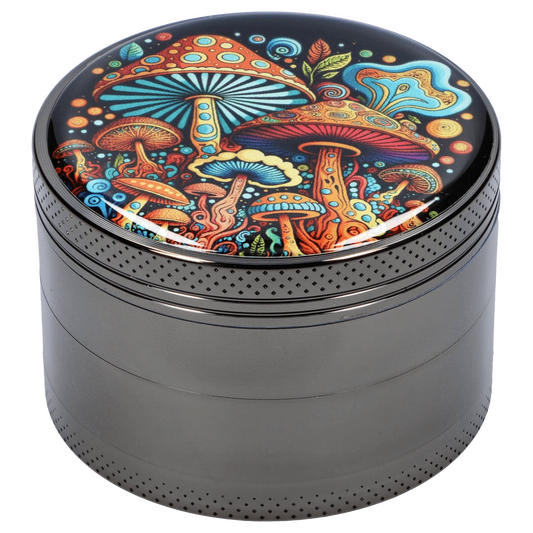 Cloud Cali Inc Grinder DHC 63mm Chrome w/ Psychadelic Mushroom Grinder