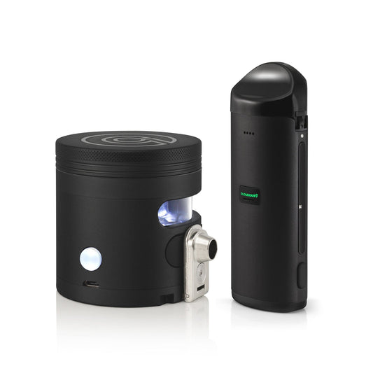 The Combo9 Bundle - Atomic9 + Tectonic9 are displayed in a side-by-side, angled shot on a dark background, showcasing their sleek, cylindrical designs.