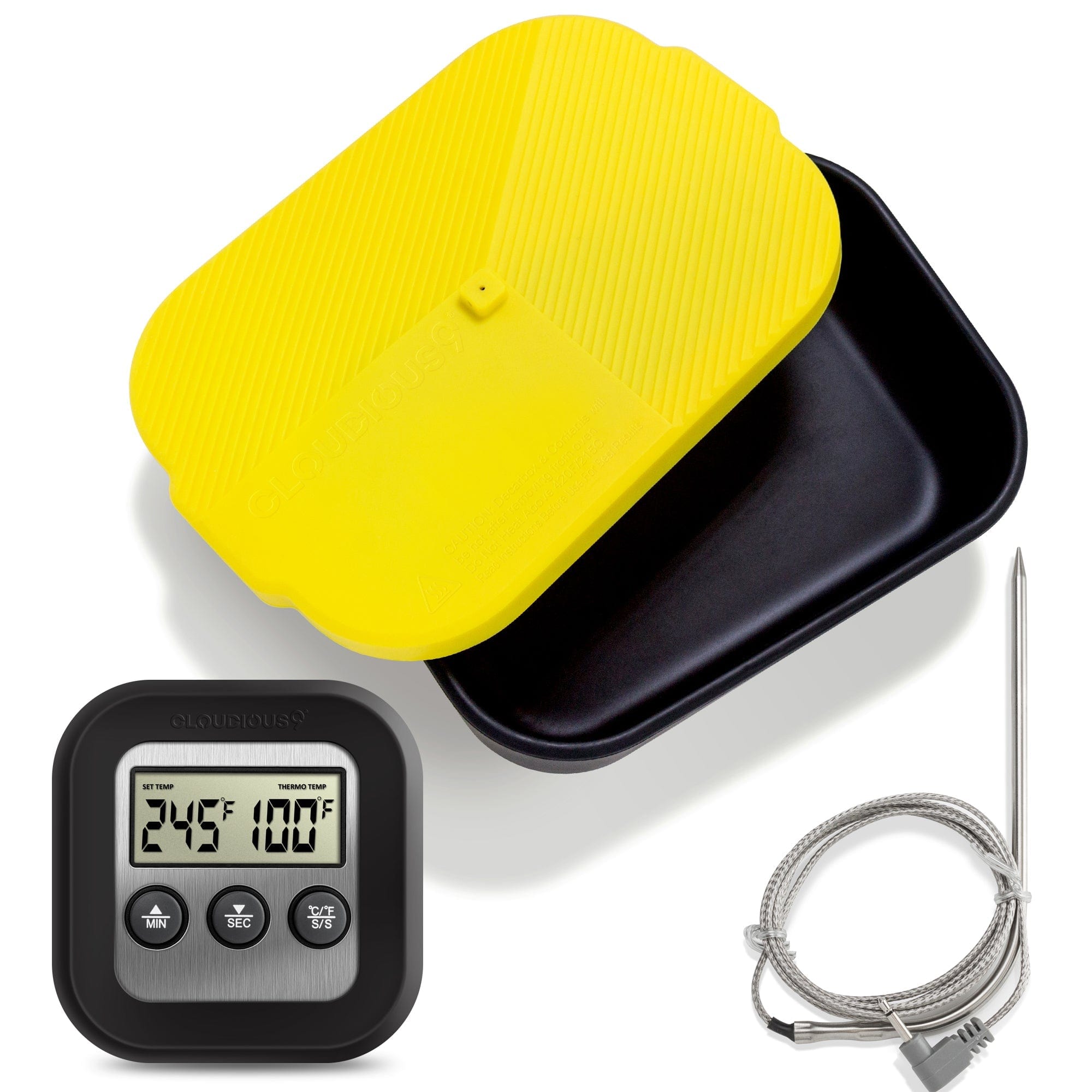 A close-up view of the Decarb9 Herbal Decarboxylator Kit's digital display, showing a temperature reading of 245°F.