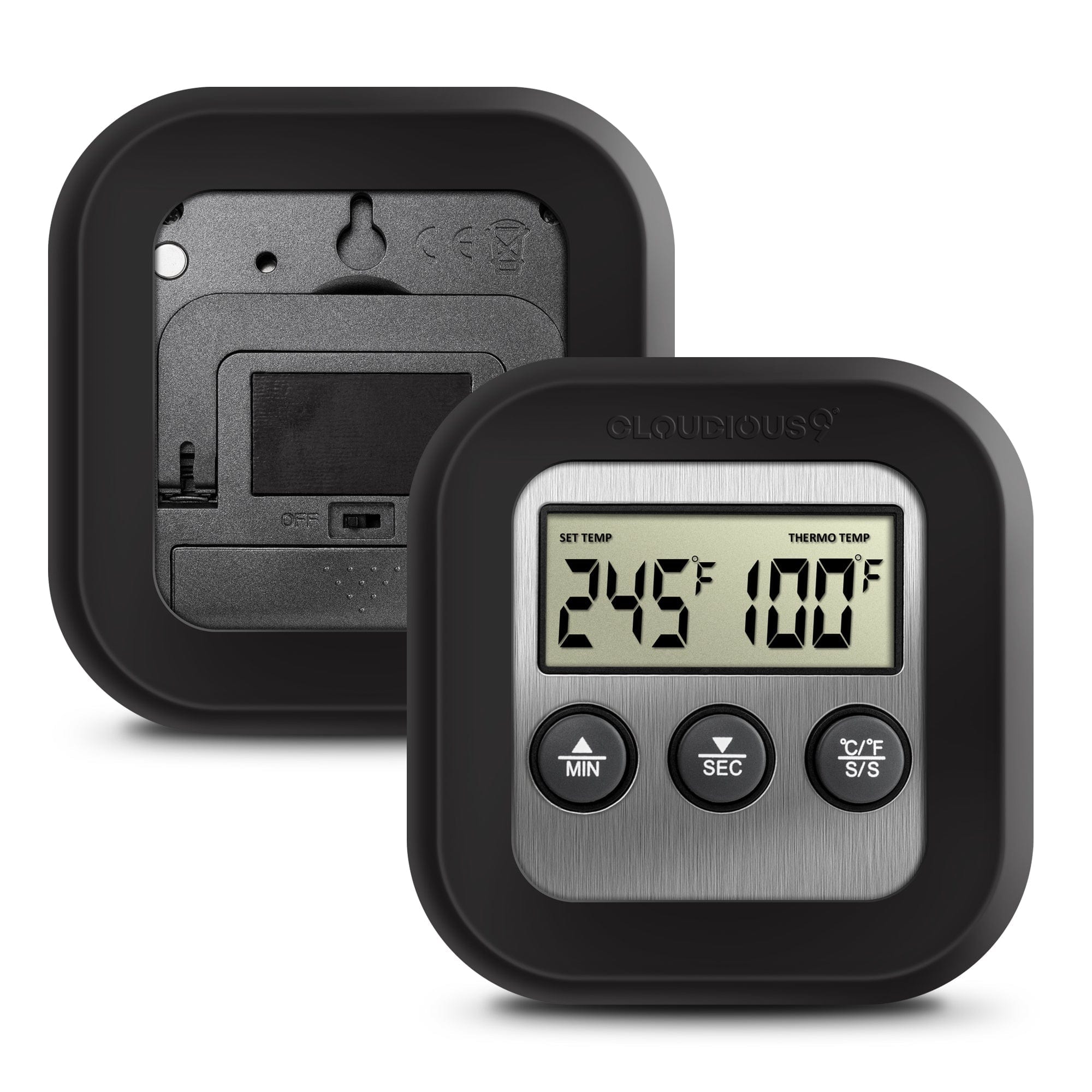 Front view of the Decarb9 Herbal Decarboxylator Kit display, showing a digital readout of "100" with buttons for temperature control.