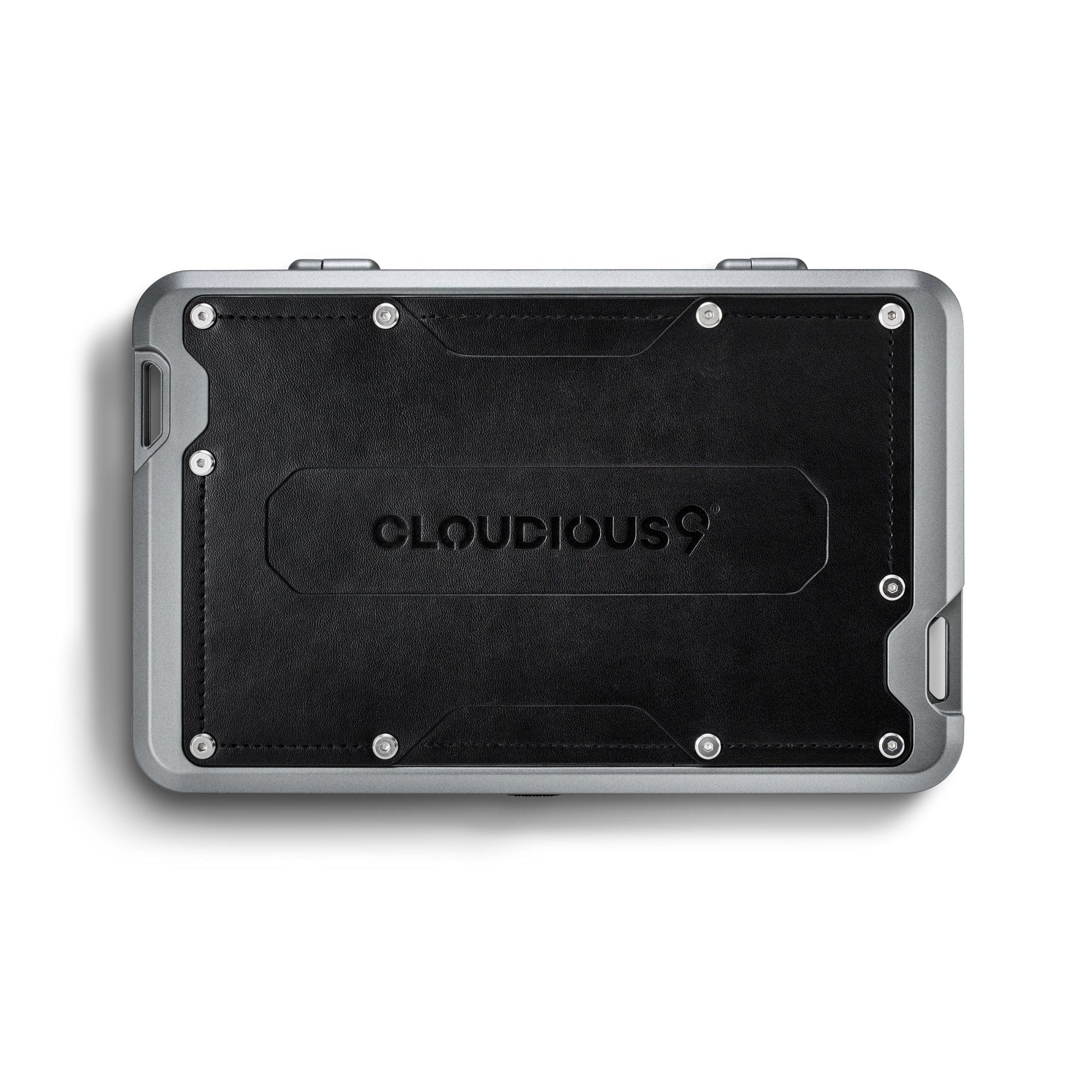 Overhead view of the M.L.T.9 Portable Rolling Tray Survival Kit, showcasing its closed, black, rectangular design.